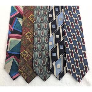 Vintage Lot of (5) Henry Grethel Italian Silk Ties Reg Length Retro Geometric